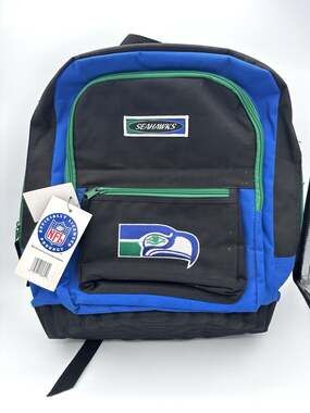Vintage NFL Seattle Seahawks Backpack - Stiff Bottom Embroidered Official